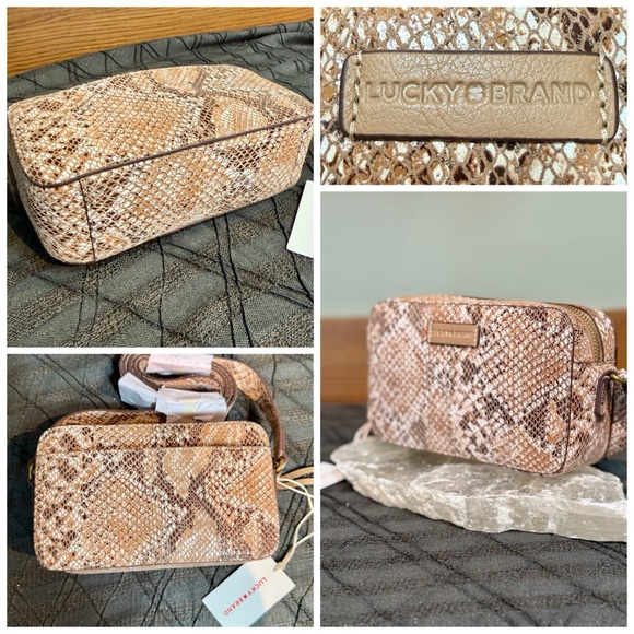 Lucky Brand Handbags - LUCKY BRAND Mora Leather Crossbody - Snakeskin Embossed Camera Bag - NWT